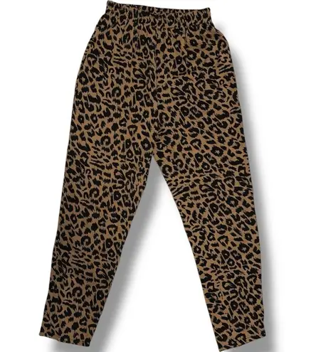 Missguided Tan Black Leopard Print Ankle Cropped Pants US 4 or Small