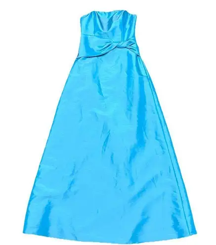 DaVinci Blue Satin Maxi Formal Dress Hoco Bridesmaid Coastal 2 Prom Gala Wedding