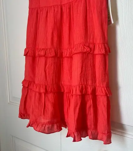 City Vibes Coral Tiered Ruffle Dress Size Small NWT Pink