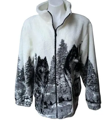 Vintage Glacier Gear Outdoor Faux Fur Zip Front Jacket, Sz M White Size M