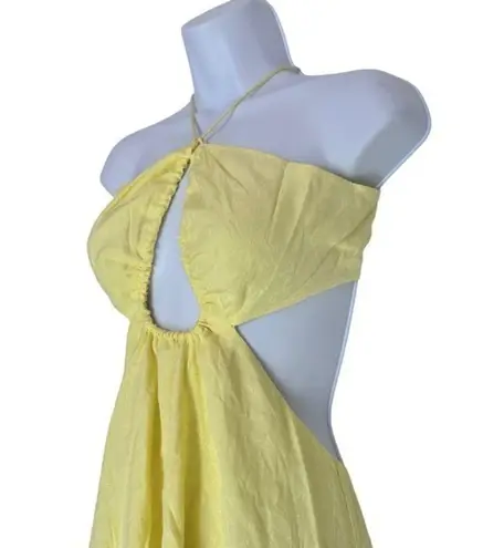 Rotate Birger Christensen Nanna Cutout Jacquard Mini Dress Pastel Yellow US 8