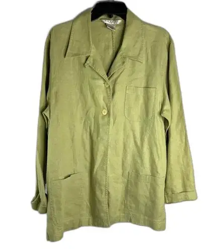 JPR Outfit 100% Linen Lightweight Single Breasted Jacket Blazer Size Large Green
