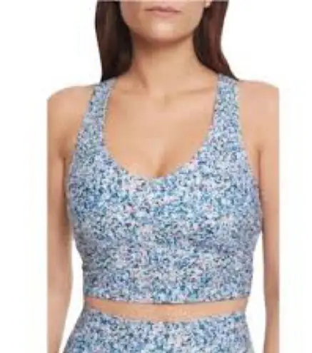 NWT Sage Collective Set Blue Static Ditsy Longline Sports Bra and Biker Shorts Pink Size XS