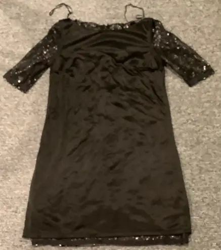 Jax NWT Black Sequin Short Sleeve Mini Dress