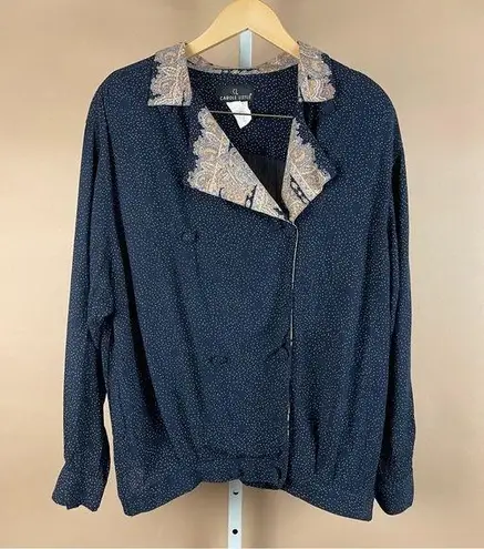 carole little VINTAGE Size 10 Paisley Polka Dot Multi Print Blazer Jacket Boho