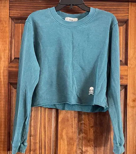 SoulCycle Long Sleeve crop sweatshirt with Skull Logo Small