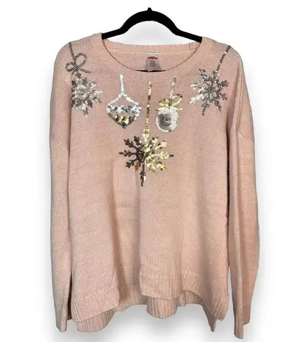 Holiday Time Sequin ornament  sparkly pink sweater