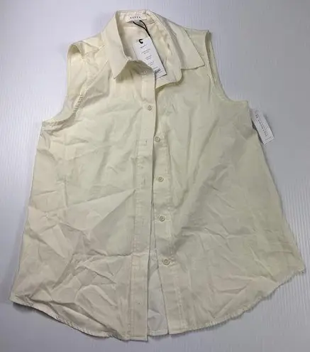 Vetta Sleeveless Button Down Shirt Ivory Collared Top XS