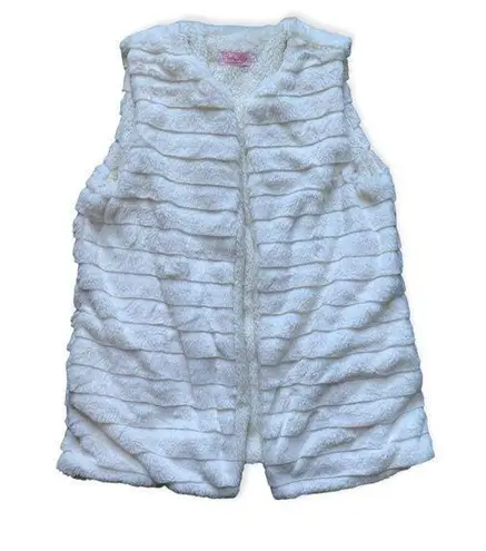 Pink Lily  White Faux Fur Vest L