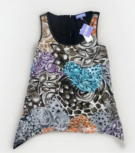 Vivienne Tam Womens Size XS Multi Abstract Asymmetrical Sleeveless Blouse