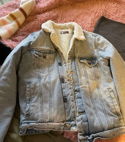 Denim Faux Fur Lined Jacket White Size 4