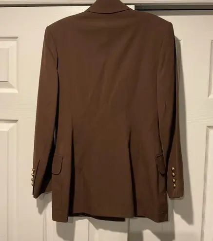 Vintage Lolita Lempicka Couture Vintage Brown Wool Military Suit Jacket Blazer Size 10
