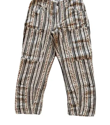 Free People NWT  Super Sonic Stripe Print Low Rise Slim Utility Pants Size 6