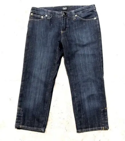 Dolce & Gabbana D&G Capris Navy Jeans with Velvet Back Pocket, Blue Denim Size 27