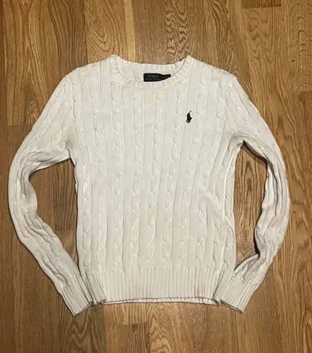 Polo Ralph Lauren White Cable Knit Sweater