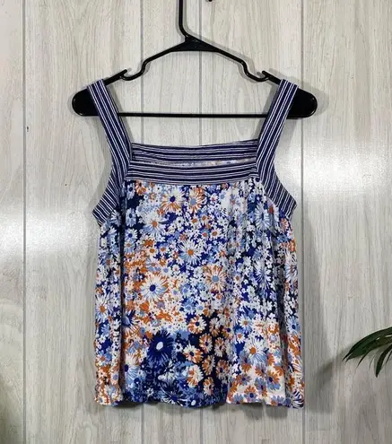 Anthropologie  Maeve Caryn Square Neck Tank Top Striped Floral size XS