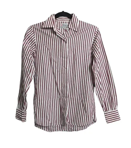 Turnbull & Asser LTD White Maroon Red Collared Striped Long Sleeve Shirt Size 6