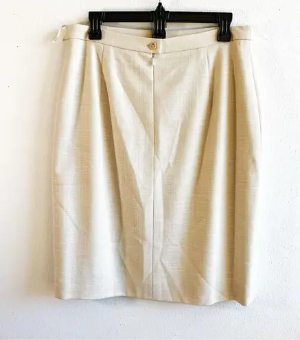 Escada Skirt Creamy Tan Silk & Wool Blend Pencil Skirt Sz EU 42 NWT Neutral