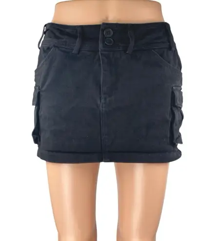Edikted Women's Black Pockets Zip Mini Pencil Bodycon Denim Jeans Cargo Skirt S