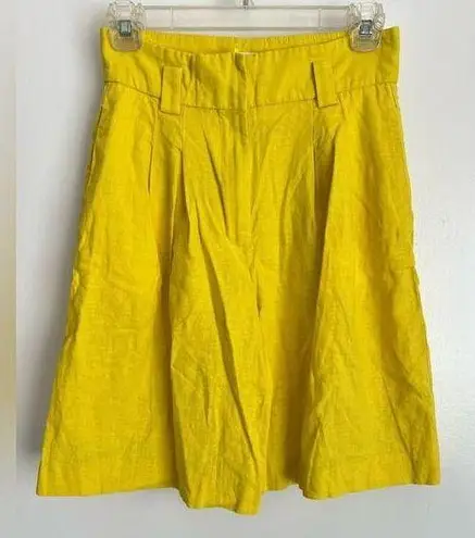 Mango  Linen Blend High Rise Yellow Schoolboy Shorts XS