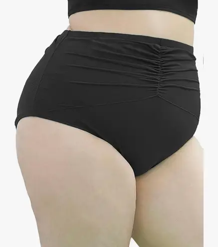 Curvagile. High Waisted Bikini Bottoms Ruched Swimsuit Bottom Tummy Control Full Coverage - Image 2