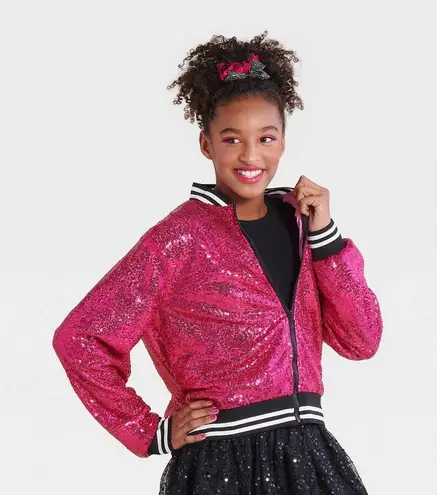 Popstar Sequin Halloween Costume Jacket One Size Fits Most nwt hot pink