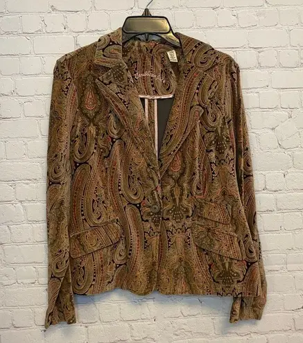 Caribbean Joe retro y2k colorful geo printed cotton ladies blazer size 10 petite