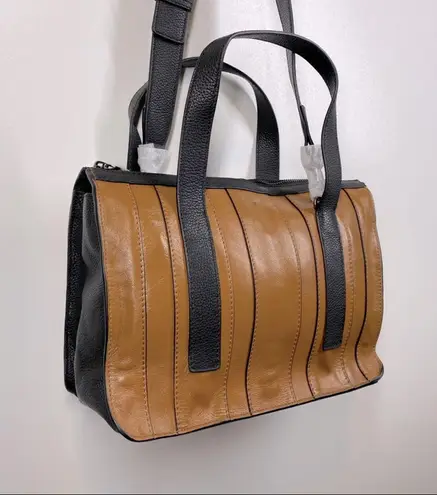 T Tahari Shopper Tote Shoulder Bag Leather Handbag Brown Purse