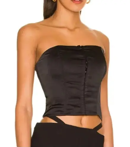 Superdown Sexy Cute Black Satin Cailyn Corset Top Size Small