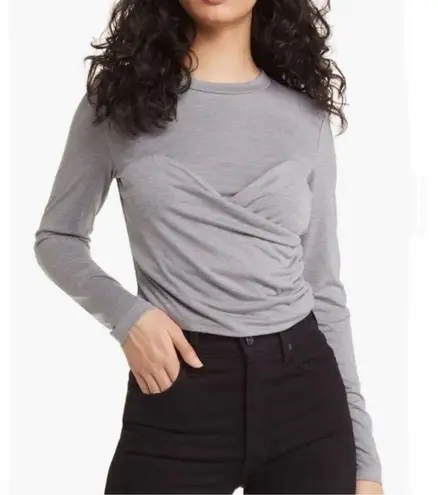 VERO MODA New Nelly Ruched Knit Top, Heather Gray, Sz. XS but runs small