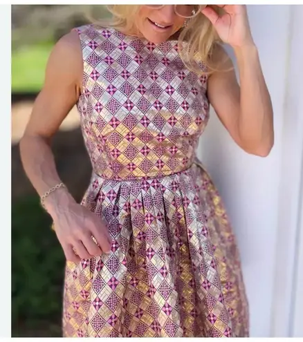 Tuckernuck Champagne Dreams Essie brocade Elegant Sleeveless Dress NEW Pink Size L