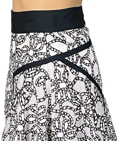 Zac Posen RARE black white pleated A-line skirt grosgrain trim Size 10 EUC