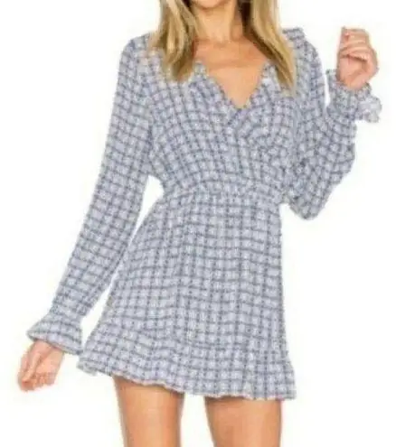 Tularosa  For Revolve Blue & White Print Long Sleeve Dress S