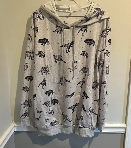 Women Cute Dinosaur Graphic Prime hoodie Ladies Bestie Fun Tops Small Gray