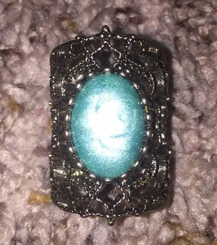 2 Costume Jewelry Rings; 1 Teal, & 1 Tan/Gold Size 6.5