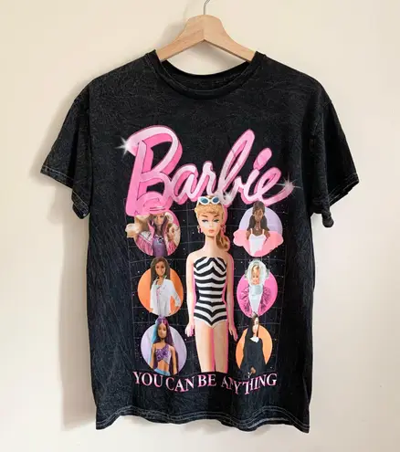 Barbie Gray Acid Wash Graphic Short Sleeves Tee Shirt US Medium Black