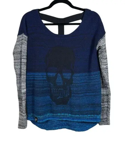 Metal Mulisha Skull Open Back Knit Sweater Size Medium