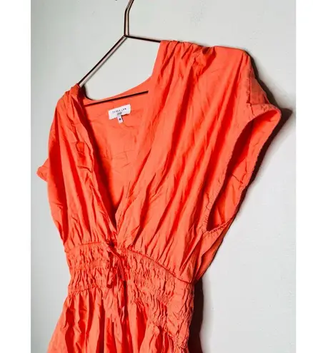Derek Lam COLLECTIVE Orange Smocked Hourglass Tie Waist Mini Dress Size 44