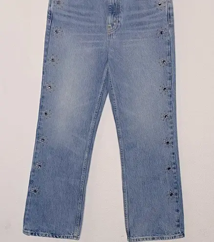 RE/DONE Redone Denim '70s Loose Flare Leg Jeans Indigo Stud