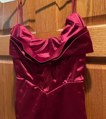 Burgundy Silk Corset Dress Red
