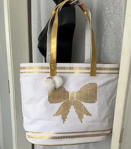 Elegant Canvas White and Gold Tote Bag