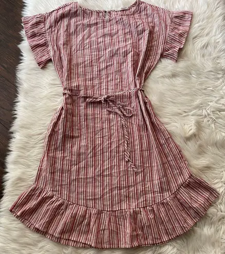 June and Hudson Striped Ruffle Trim Dress