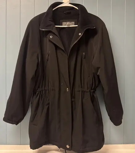 Liz Claiborne  Women's Parka Jacket Zip Up Snap Button Coat Weatherproof Black L - Image 1