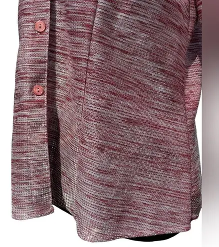 Nicola Vintage 90s Pink Sparkly Metallic Button Up Long Sleeve Retro Disco Top Size M