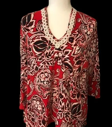 Ruby Rd Women’s  top Size XL slip over red/white