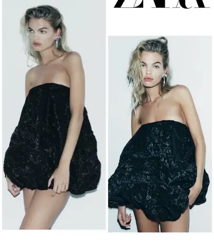 【OVERDUEFLAIR】organza balloon mini dress_black ORGANZA BALLOON MINI DRESS_BLACK - overdueflair
