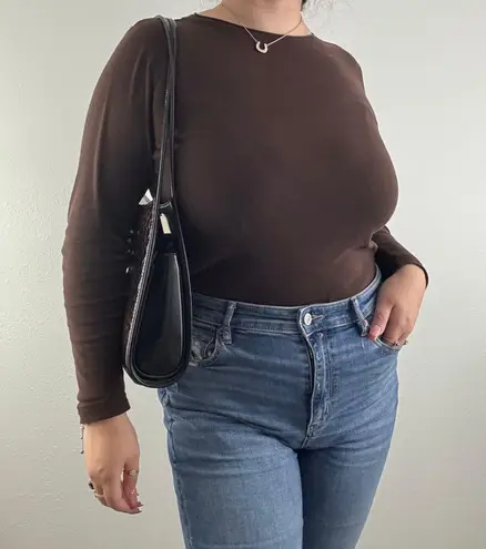 Vintage 90s Black Dark Brown Shiny Faux Leather Croc Embossed Shoulder Bag