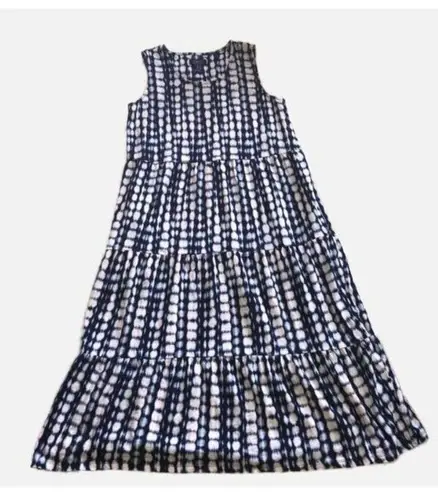Denim & Co Blue Size Small Linen Knit Dress Beach Vacation Pockets Tie Dye
