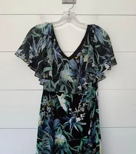Connected Apparel Women’s 12 Black Floral Ruffle Dress