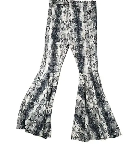 Womens White Black NEW Snakeskin Western Flare Leggings Pants Snake Print Sz 2X